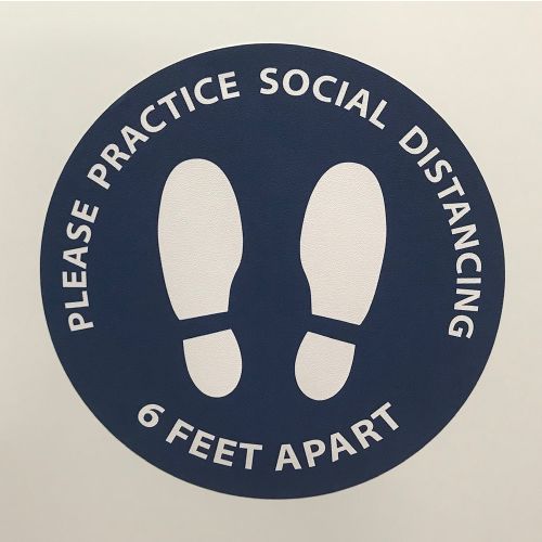 6 Feet Apart Circle Floor Sticker, 15 in Diameter, Blue